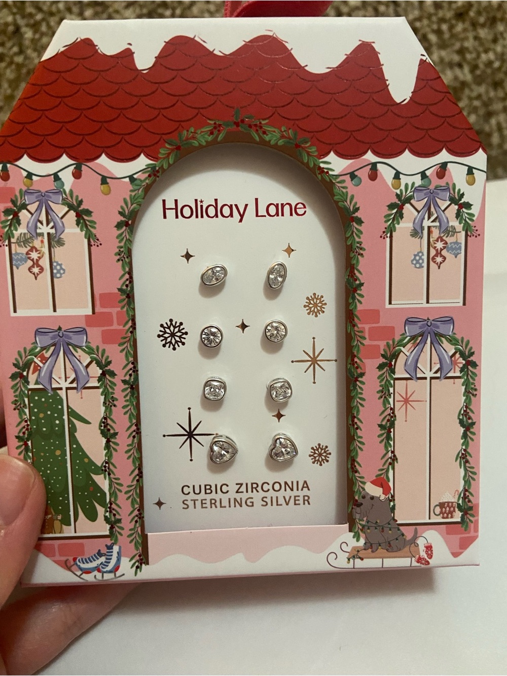 Holiday Lane Sterling Silver Cubic Zirconia Earring Set - Silver